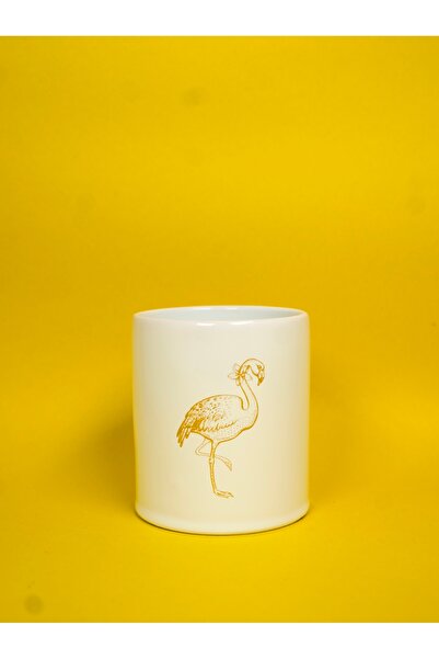 Viva Seramik مزهرية صغيرة من السيراميك - حامل أقلام - كوب قهوة بدون مقبض (نمط فلامنغو)