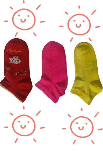 DİLRUBA AVM جوارب نسائية قصيرة معطرة بنقشة زهور الخيزران عالية الجودة (3 أزواج).