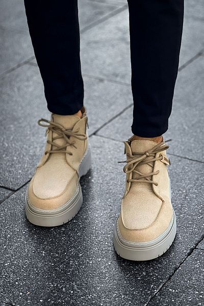 pabucmarketi Lace-Up Men's Worker Boots Sand