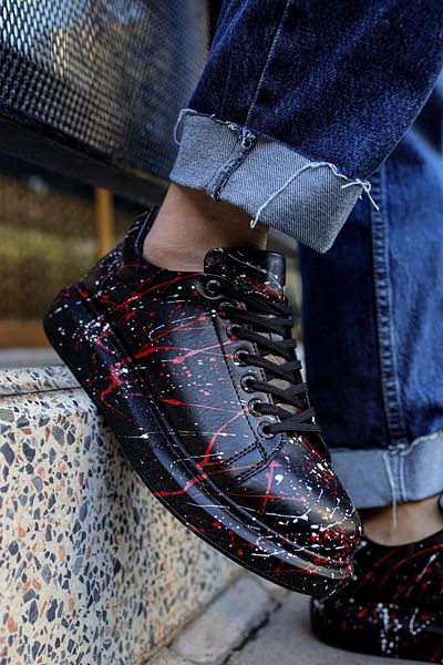 pabucmarketi Lace-Up Printed Men's Sneakers White Red Splush