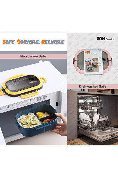 YAH Creation YAH Bento Lunch Box - Leak-Proof, BPA-Free, 2 Layers, Microwave & Dishwasher Safe, Includes Cutlery