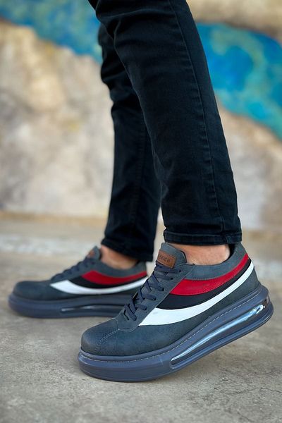 pabucmarketi Lace-Up Balloon Sole Men's Casual Shoes Anthracite