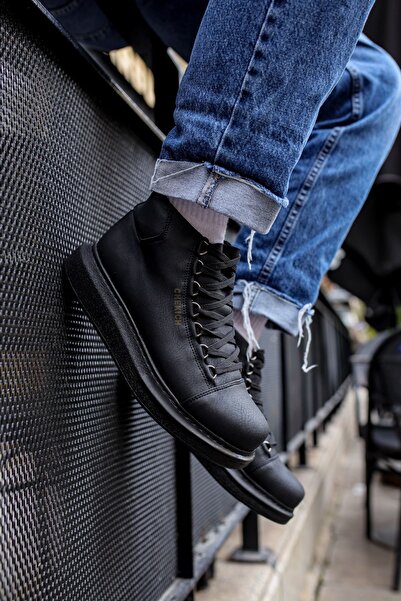 pabucmarketi Lace-Up Men's Sneaker Boots Black