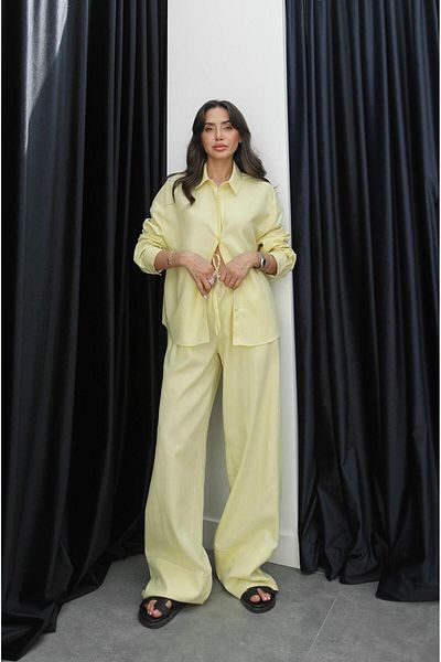 Havoş Yellow Vinca Shirt Pants Linen Set
