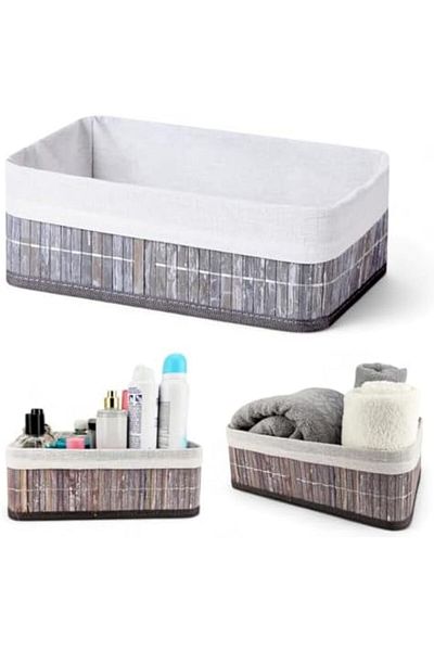 LUXE Bamboo Multi-Purpose Storage Box Organizer Medium Size Organizer, Decorative Bamboo Organizer Gr