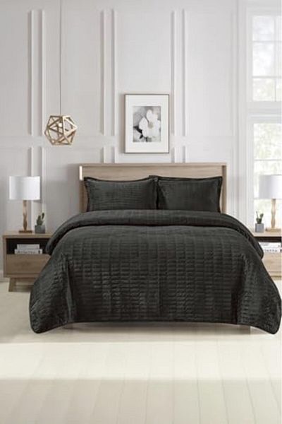 STOREMAX Ezg Alvin Double Bedspread Set - Anthracite Ezsnshop 1065757