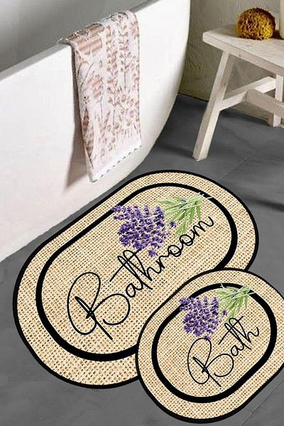 Mu Art Ahşap Mrt Home Bano 2-Piece Bathroom Carpet Set Djt Art 871301