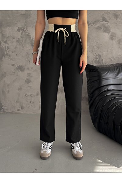 Zula Moda Garni Bell detaljne ženske letnje pantalone / širok kroj letnje pan...