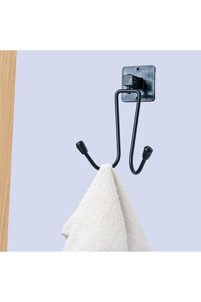 STOREMAX Ezg Self Adhesive Black Stainless Metal Bathrobe and Towel Rack Ezsnshop 1065757