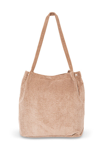 Mavi Bej Kadife Omuz Çantası 1900035-34316