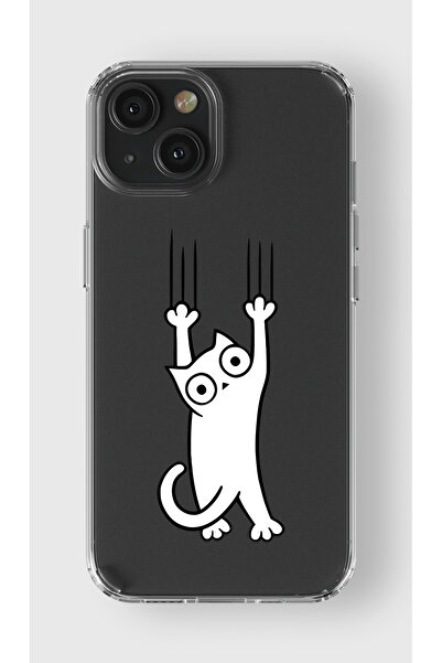 moonset Iphone 14 Plus Uyumlu Kedi Tasarımlı Baskılı Şeffaf Telefon Kılıfı