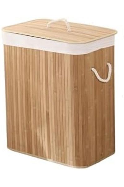 STOREMAX Srt Ecological Bamboo Multi-Purpose Storage Basket with Cotton Cloth Inner Lining with Lid and Rope Handle m