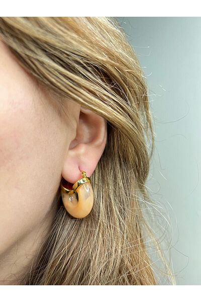 Glowy&Co. Amber Mist Hoops Gold Color Tarnish Steel Earrings