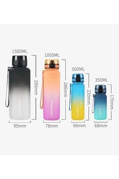 LUXE 1000ml Large Size Soft Touch Double Color Motivational Tritan Water Bottle (Black-Blue) Lxshp 1055529
