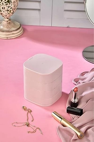 LUXE 4-Tier Square Jewelry and Makeup Organizer with Mirror Lxshp 1055529