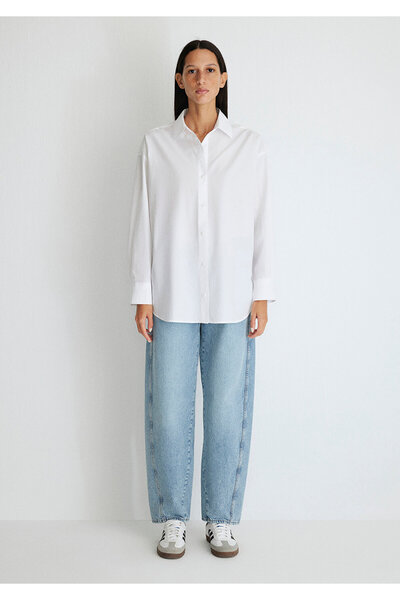 Mavi Bílá popelínová košile Oversize / Wide Cut 1210103 -620