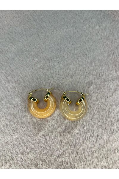 Glowy&Co. Amber Mist Hoops Gold Color Tarnish Steel Earrings