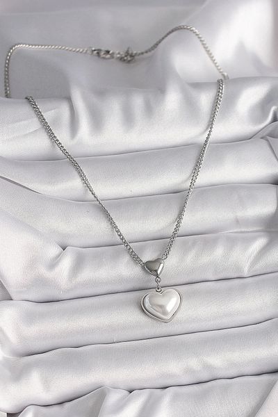 Store 316L Steel Silver Color Chain 3D Heart Model Women's Necklace