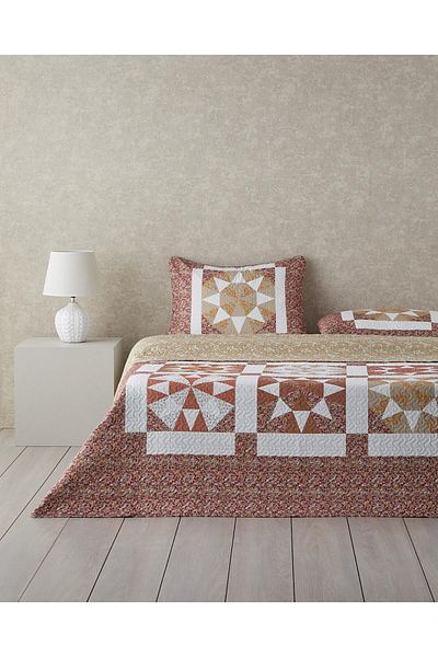 STOREMAX Ezg Home Vintage Lace Patchwork Multi-Purpose Single Bed Cover Set 160X220 cm Terra