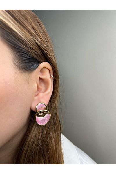 Glowy&Co. Rosé Swirl Earrings Gold Color Tarnish Steel Earrings