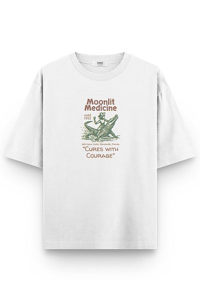 Overoz Λευκό μπλουζάκι Unisex Oversize Vintage Illustration Printed Text 1375