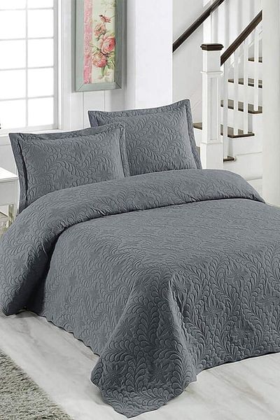 LUXE Ivy Double Solid Color Bedspread - Smoked Lxshp 1055529