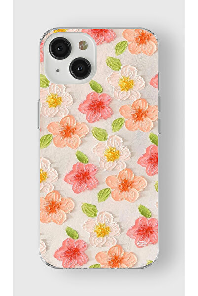 moonset Iphone 14 Plus Uyumlu Çiçek Tasarımlı Baskılı Şeffaf Telefon Kılıfı