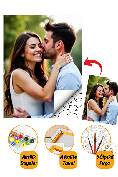 tale hobby Kişiye Özel Yapım Sayılarla Boyama Seti Tuvale Gerili 50x65cm