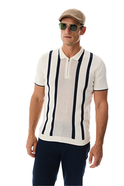 Mudo سترة تريكو بأكمام قصيرة وياقة بولو بسحاب