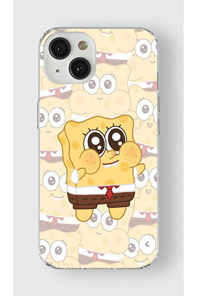 moonset Iphone 13 Uyumlu Sünger Bob Tasarımlı Baskılı Şeffaf Telefon Kılıfı