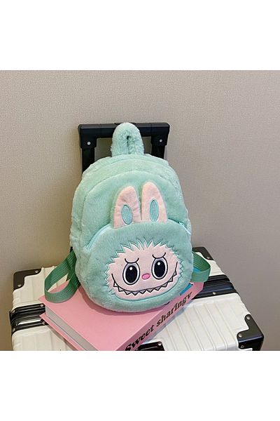 Choice green 2024 Labubu Bakcpack for Girls Kids Cute Cartoon Plush Doll Bag Student Kawaii Backpack Outdoo