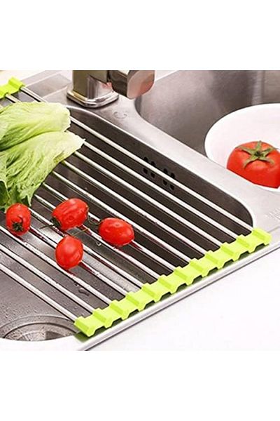 STOREMAX Ezg Sink Top Folding Trivet Stainless Steel Practical Vegetable Fruit Dish Drying Strainer Ezsn