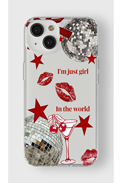 moonset Iphone 13 Uyumlu Im Just Girl Tasarımlı Baskılı Şeffaf Telefon Kılıfı
