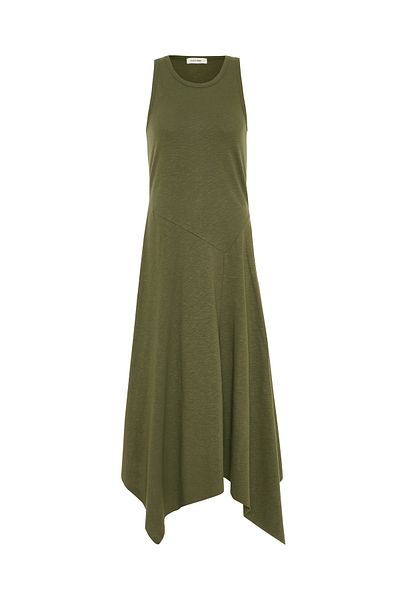 Mudo Asymmetric Cut Out Sleeveless Flare Midi Dress