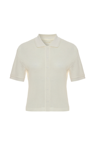 Mudo سترة بولو مفتوحة بياقة وأكمام قصيرة