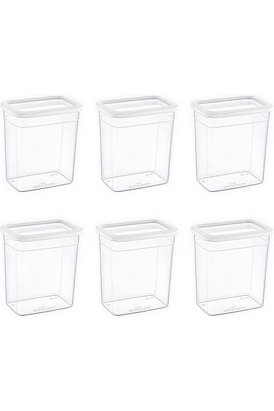 STOREMAX Rom Set of 6 Skali Rectangular Storage Container White 2350 ml - White, Multi-Purpose Storage Container Rom