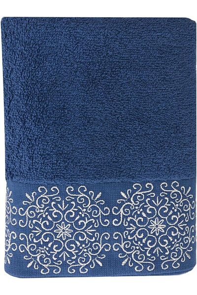 Mu Art Ahşap Mrt Sty Saber Embroidered Navy Blue Towel 50X90 Art 871301