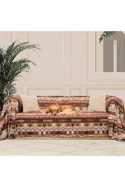Mu Art Ahşap Mrt Concept Softmicro Boho Ethnic Pattern Microfiber Sofa Cover and Throw, Non-Slip Soil180X220