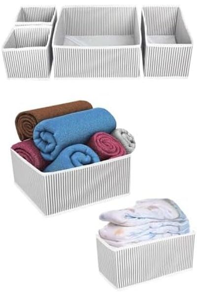 LUXE Set of 4 Drawer Organizer Boxes - Striped Lxshp 1055529