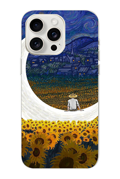 moonset Iphone 15 Pro Max Uyumlu Van Gogh Tasarımlı Baskılı Şeffaf Telefon Kı...