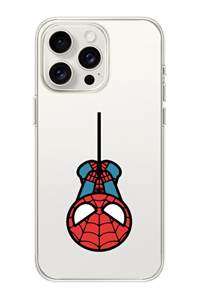 moonset Iphone 16 Pro Uyumlu Örümcek Tasarımlı Baskılı Şeffaf Telefon Kılıfı