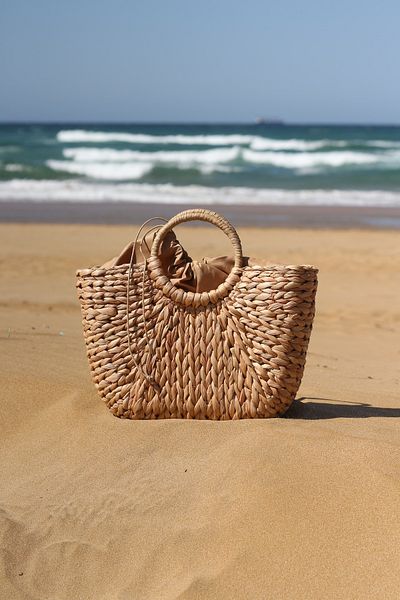 Moom Bag Γυναικεία Μπεζ Τσάντα Μεγάλου Μεγέθους Λεπτομερής Ψάθινη Τσάντα