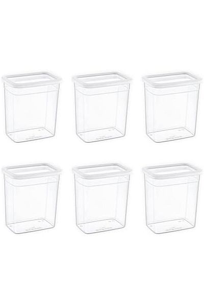 STOREMAX Rom Set of 6 Skali Rectangular Storage Container White 2350 ml - White, Multi-Purpose Storage Container Rom