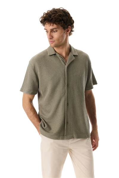 Mudo قميص محبوك بأكمام قصيرة وقصة فضفاضة