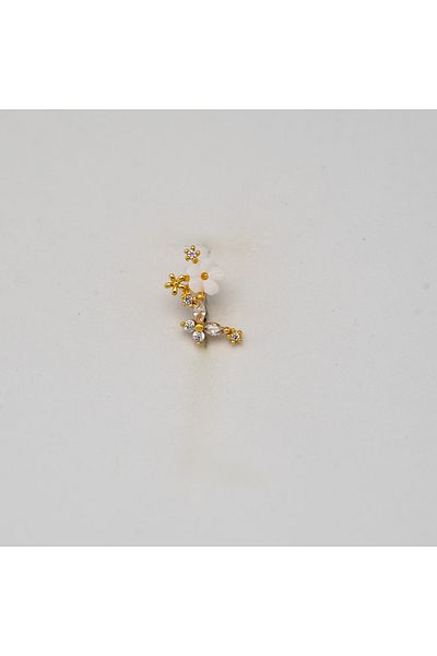 Piercing by Sever White Flower Surgical Steel Piercing… Gold/Gold Color and Transparent Stone (Targus Helix Conch Flat)