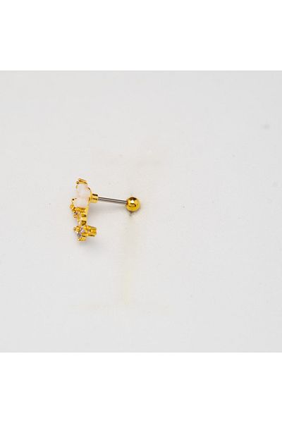 Piercing by Sever White Flower Surgical Steel Piercing… Gold/Gold Color and Transparent Stone (Targus Helix Conch Flat)