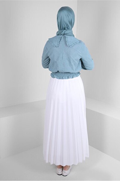 Alvina YAKA DETAYLI GİPELİ BLUZ 43570