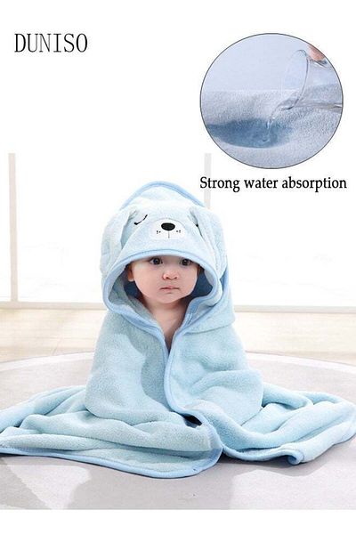 Generic 0.8m White Open-eyed Bear Children's Towel Cloak Quick-drying Coral Velvet Robe Cartoon Cape