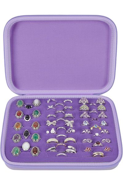 Choice Purple Ring Organizer Storage Case - Jewelry Ring Display Collector Box With 42 Slots. Rings Tray Ho