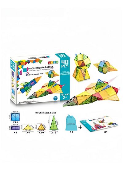 COOYA 48-piece magnetic building block toy set, free to build and create, for children aged 3 and above